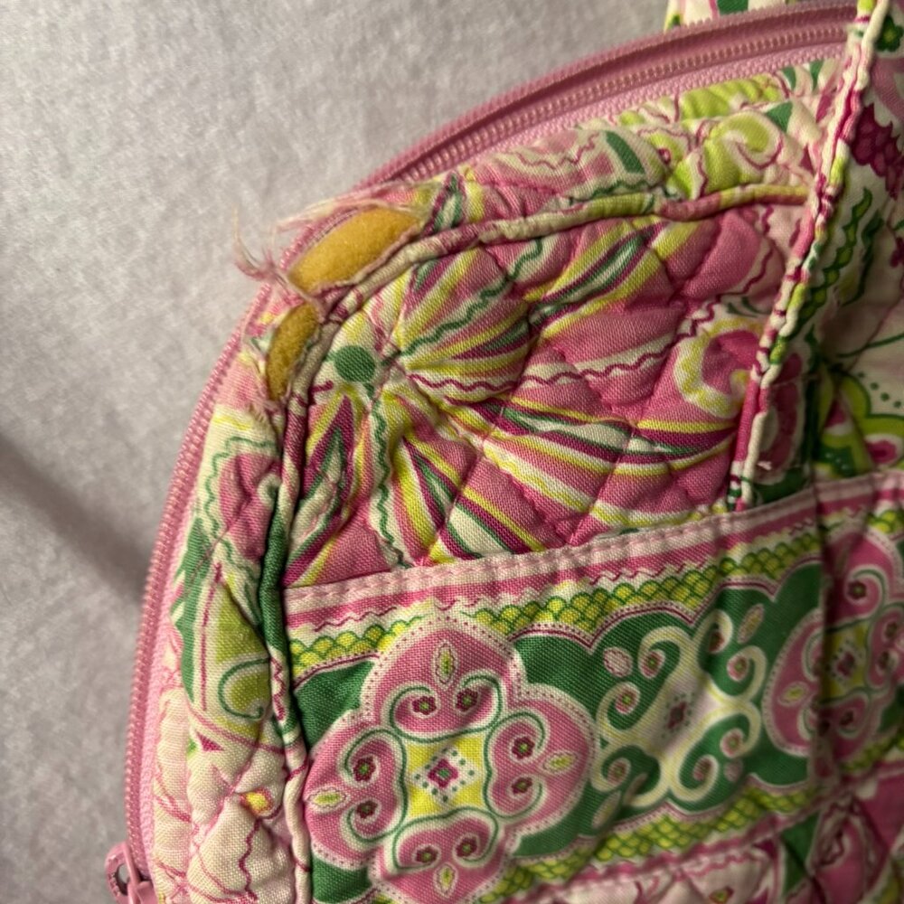 Vera Bradley Pinwheel Pink Retired Tall Zip Tote Quilted Floral Shoulder Bag - Picture 2 of 3